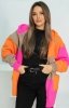 Oversizowy kardigan z kapturem i kieszeniami neon pink Brune